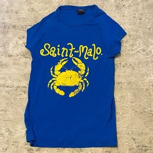 Urban Outfitters Blue Saint-Malo long baby tee nautical summer coastal